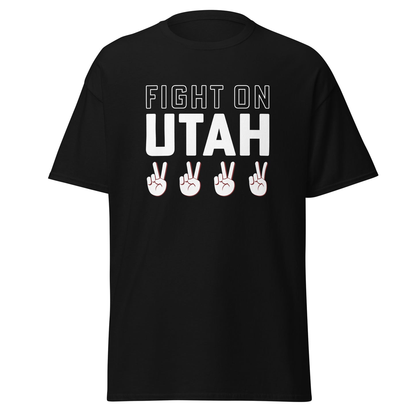 Classic Everyday Fight On Utah 4 In A Row ✌️ Simple USC Tee