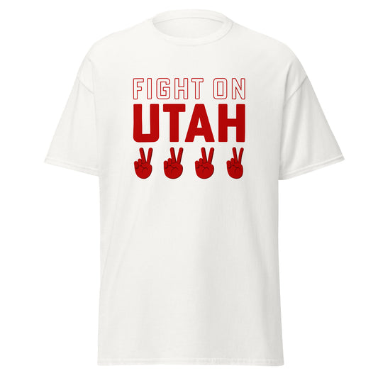 Classic Everyday Fight On Utah 4 In A Row ✌️ Simple USC Tee
