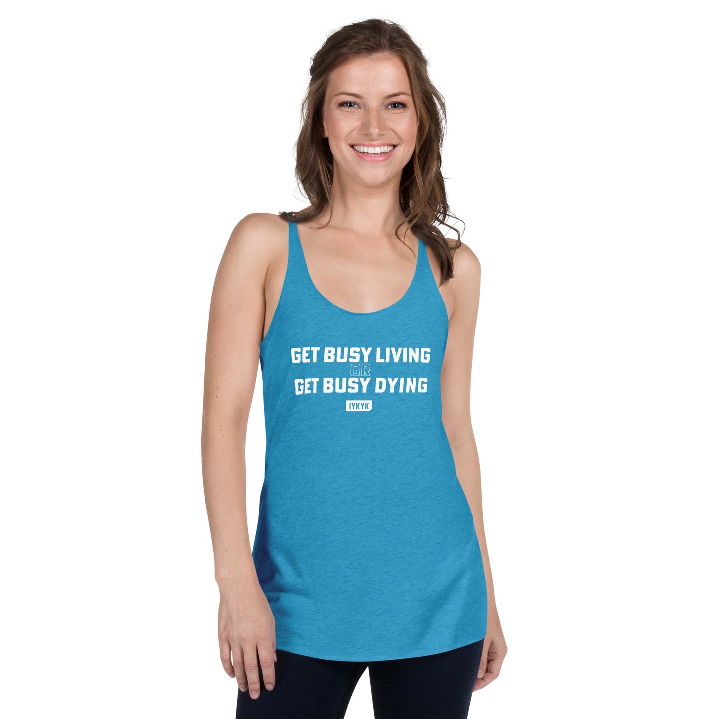 Premium Everyday Women's Get Busy Living Or Get Busy Dying Shawshank Tee Racerback Tank